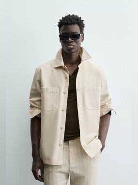 Zara Men Taupe Shirt Jacket